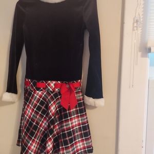 Kids Chirstmas Dress with plaid skirt